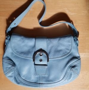 COACH Baby Blue Soho 9248 Buckle Flap Shoulder Bag